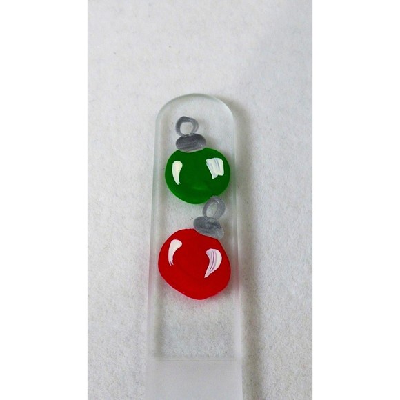 Glass Nail File Christmas Ornaments Czech Crystal Hand Painted Medium 5.5" - Picture 10 of 12
